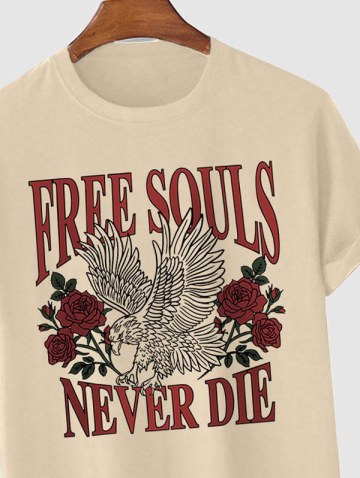 Eagle Rose Printed Graphic Crew Neck T-shirt