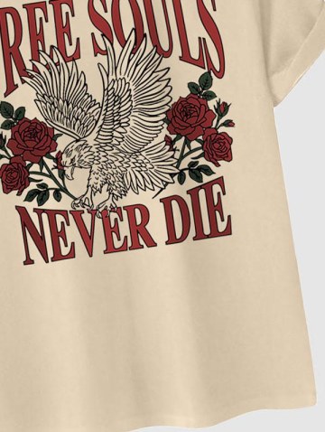 Eagle Rose Printed Graphic Crew Neck T-shirt