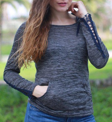 Fashionable Hollow Out Skinny Long Sleeve Hoodie For Women