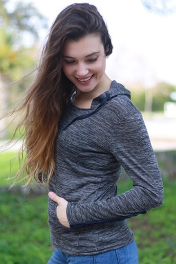 Fashionable Hollow Out Skinny Long Sleeve Hoodie For Women