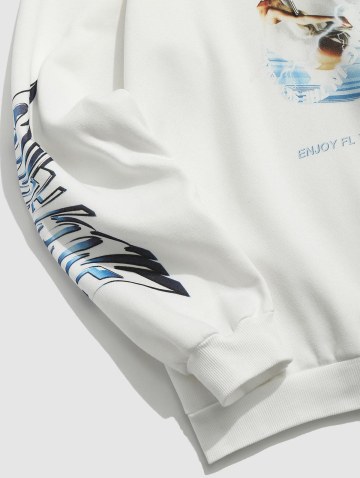 Fleece-lined Enjoying Flying Graphic Hoodie