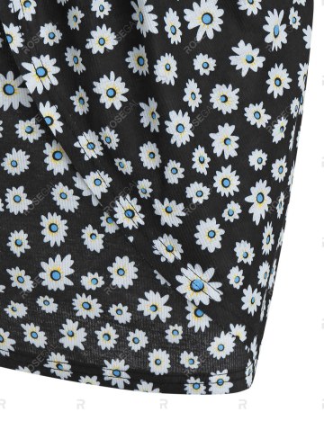 Floral Print Long Sleeve Mini Surplice Dress