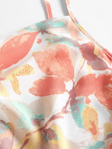 Flower Print Cowl Front Mini Dress