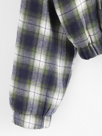 Fuzzy Flannel Hooded Faux Shearling Lined Plaid Jacket