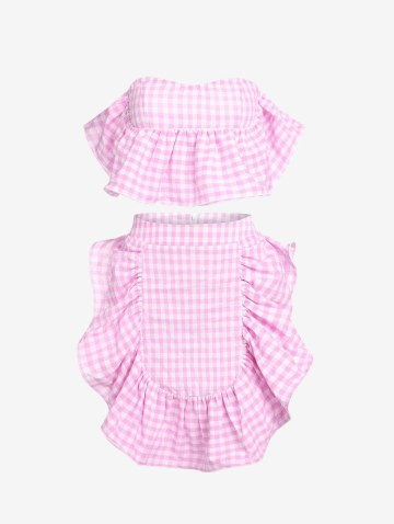 Gingham Flounce Bandeau Skirt Set
