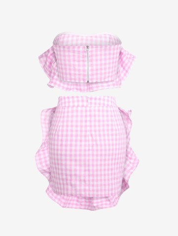 Gingham Flounce Bandeau Skirt Set