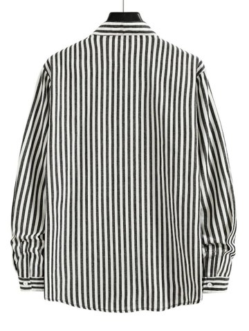 Half Button Vertical Striped Shirt