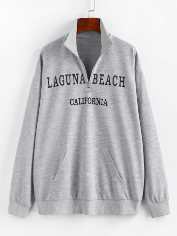Half Zip California Graphic Pocket Sweatshirt
