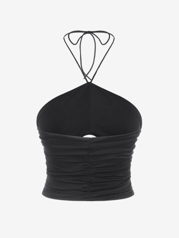 Halter Ruched Cross Front Crop Top