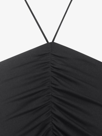 Halter Ruched Cross Front Crop Top