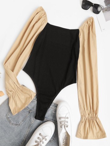 High Cut Poet Sleeve Combo Bodysuit
