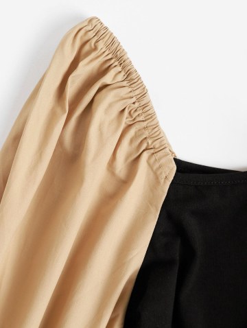 High Cut Poet Sleeve Combo Bodysuit