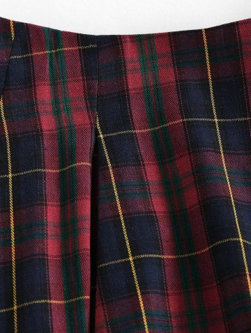 High Waist Plaid Pleated Mini Skirt