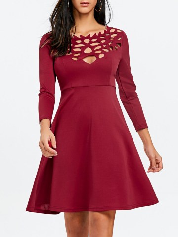 Hollow Out Mini Fit And Flare Dress