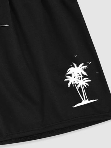 Japanese Character Coconut Palm Graphic Shorts