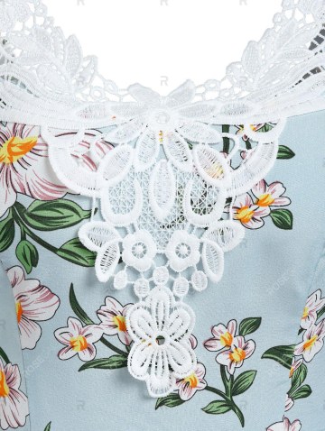Lace Applique Floral Print Dress