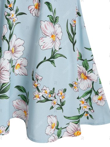 Lace Applique Floral Print Dress