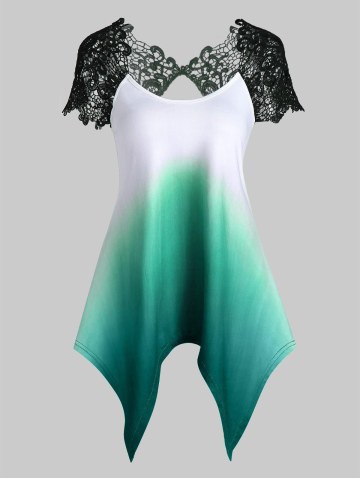 Lace Insert Ombre Handkerchief T-shirt