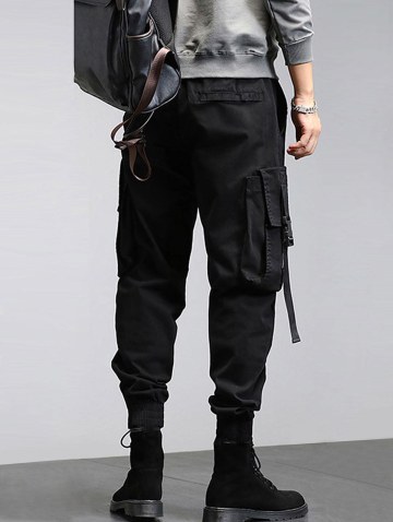 Large Pocket Buckle Design Jogger Cargo Pants