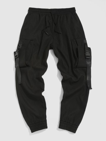 Large Pocket Buckle Design Jogger Cargo Pants