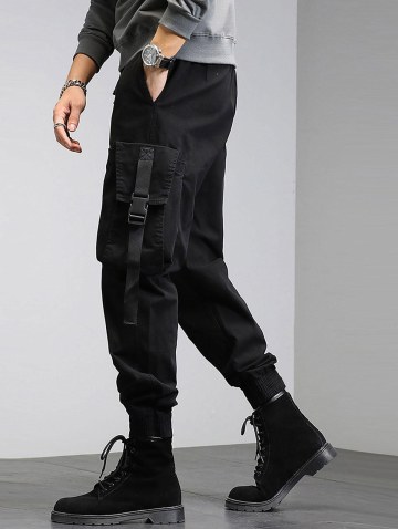 Large Pocket Buckle Design Jogger Cargo Pants