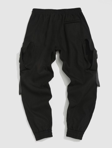 Large Pocket Buckle Design Jogger Cargo Pants