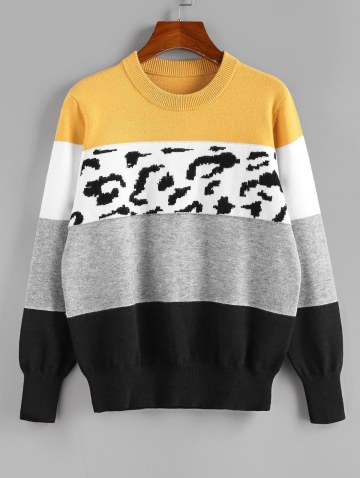 Leopard Colorblock Jumper Sweater