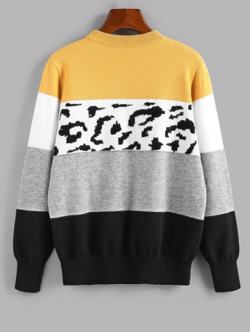 Leopard Colorblock Jumper Sweater