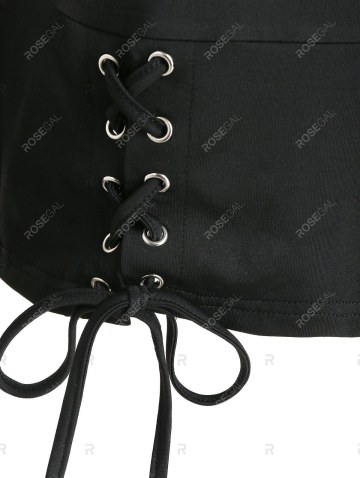 Long Sleeve Lace-up Front Cropped T-shirt