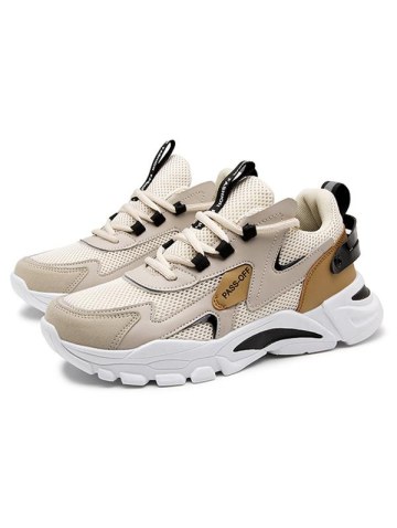 Mesh Breathable Colorblock Thick Bottom Sneakers