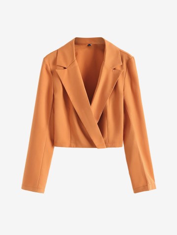 One Button Lapel Cropped Blazer