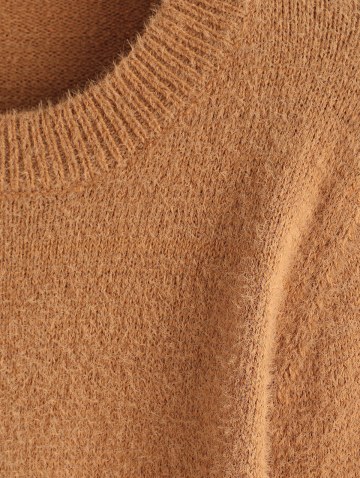 Open Back Tie Fuzzy Crop Sweater