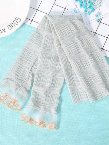 Outdoor Pleated Floral Lace Sunproof Arm Sleeves
