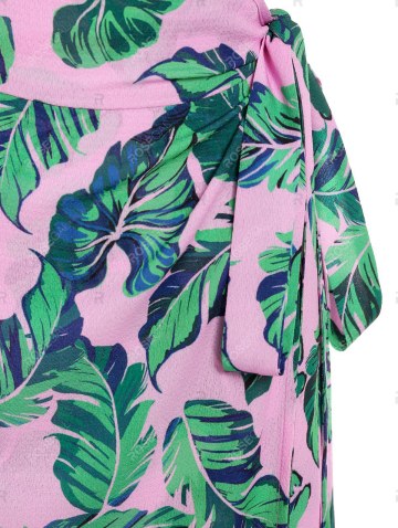 Palm Leaves Print Maxi Wrap Cami Dress