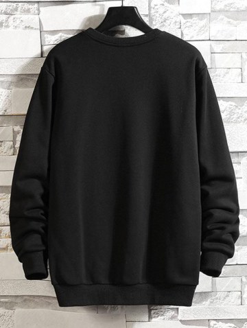 Photographic Print Rib-knit Trim Pullover Sweatshirt
