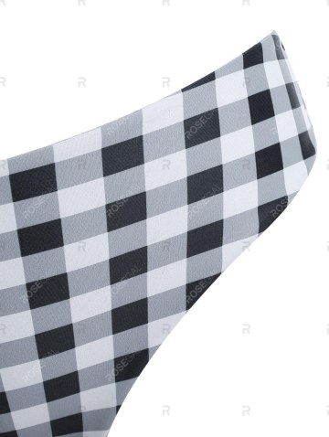 Plaid Print Mid Rise Padded Bikini Set