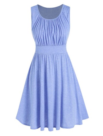 Pleated Flare Sleeveless Dress