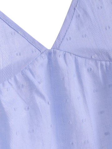 Plunge Puff Sleeve Back Tie Blouse