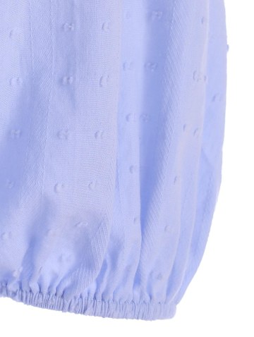 Plunge Puff Sleeve Back Tie Blouse