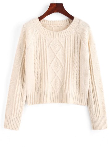 Raglan Sleeve Cable Knit Fisherman Sweater