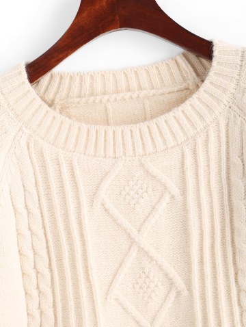 Raglan Sleeve Cable Knit Fisherman Sweater