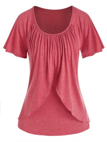 Raglan Sleeve Overlay Heathered T-shirt