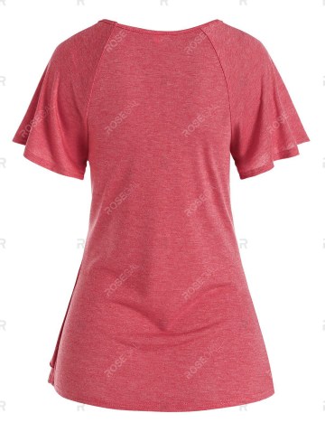 Raglan Sleeve Overlay Heathered T-shirt