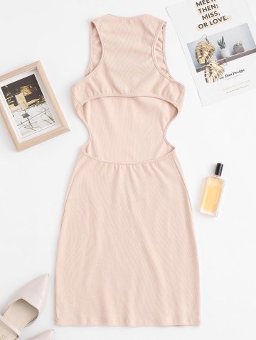 Rib-knit Cutout Slinky Racerback Tank Dress