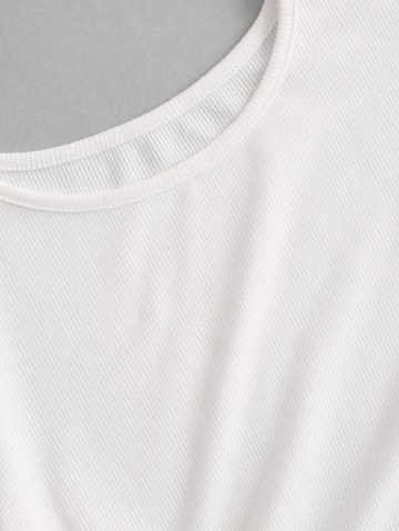 Rib-knit Waist Cutout Tie Crop Top