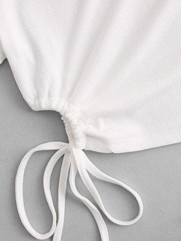 Rib-knit Waist Cutout Tie Crop Top