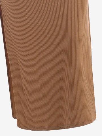 Ribbed Knot Cutout Split Side Slinky Maxi Dress