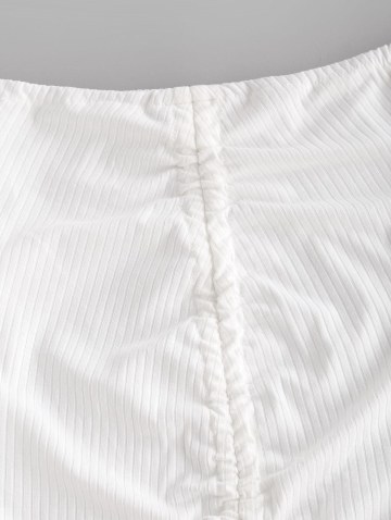 Ribbed Off Shoulder Cinched Front Dress