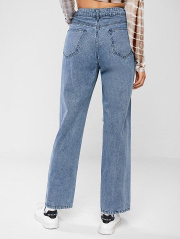 Ripped Distressed Straight Boyfriend Jeans
