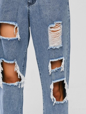 Ripped Distressed Straight Boyfriend Jeans
